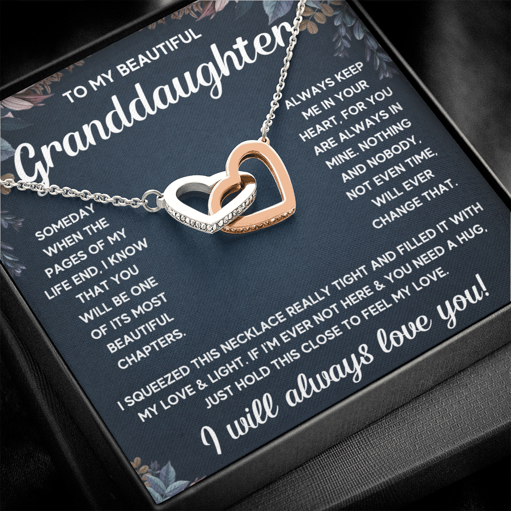 TO MY GRANDDAUGHTER SQUEEZED INTERLOCKING NECKLACE GIFT SET