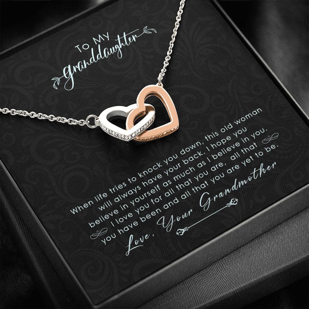 To My Granddaughter - I Love You For All That You Are - Interlocking Hearts Necklace