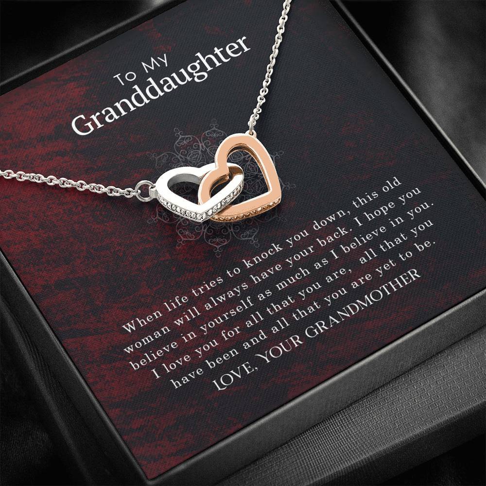 To My Granddaughter - I Will Have Your Back - Interlocking Heart Necklace