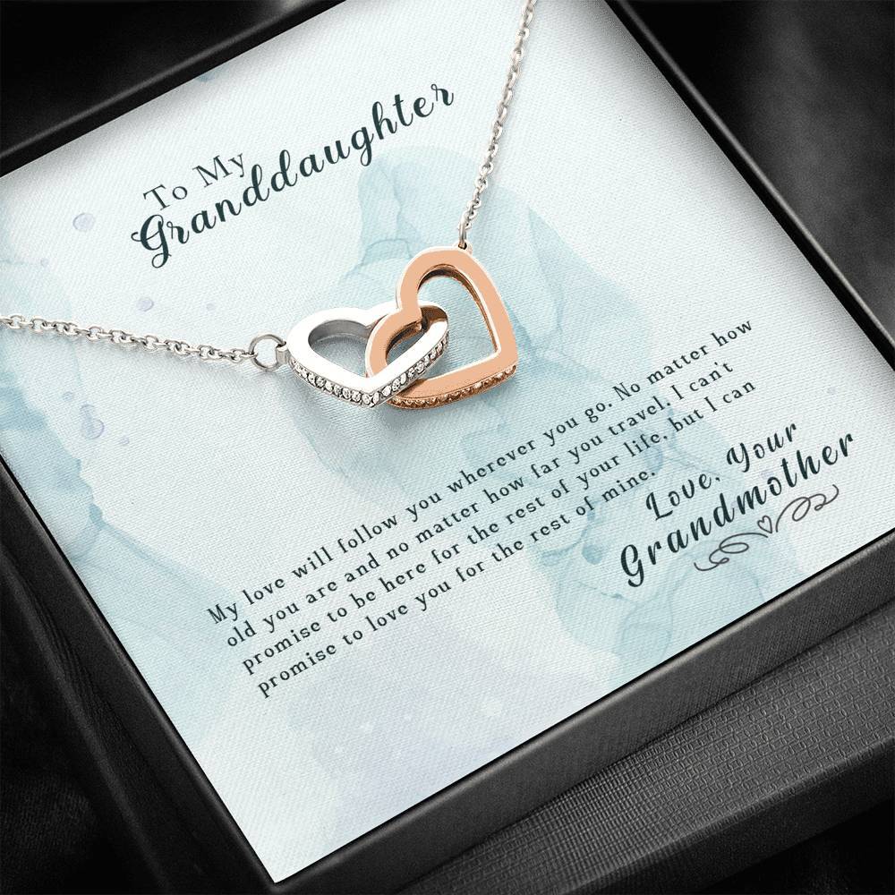 To My Granddaughter - No Matter How Far You Travel - Interlocking Hearts Necklace