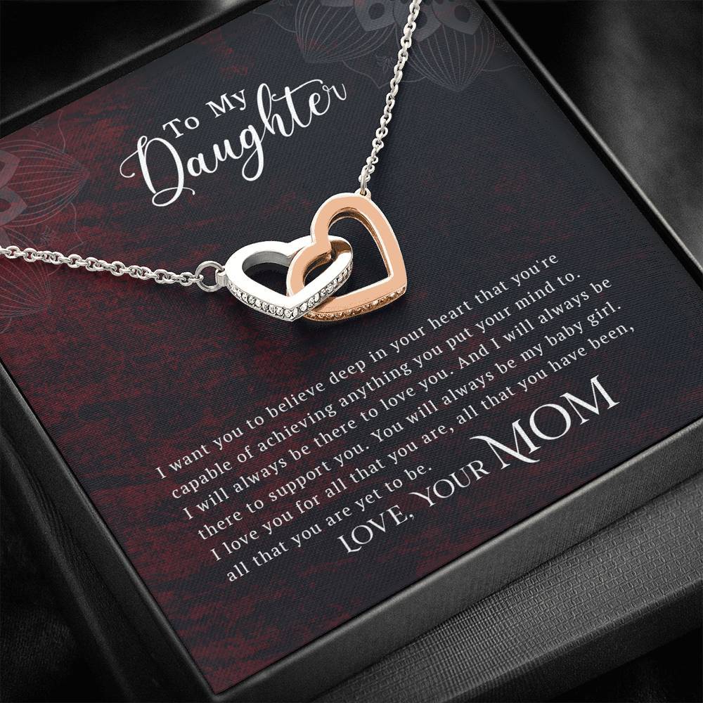To My Daughter - You Are Capable Of Achieving Anything - Interlocking Hearts Necklace