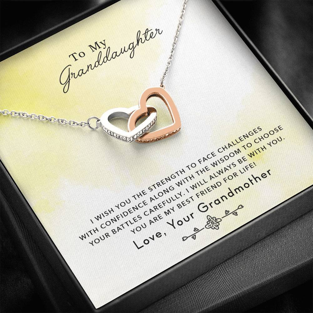 To My Granddaughter - I Will Always Be With You - Interlocking Hearts Necklace