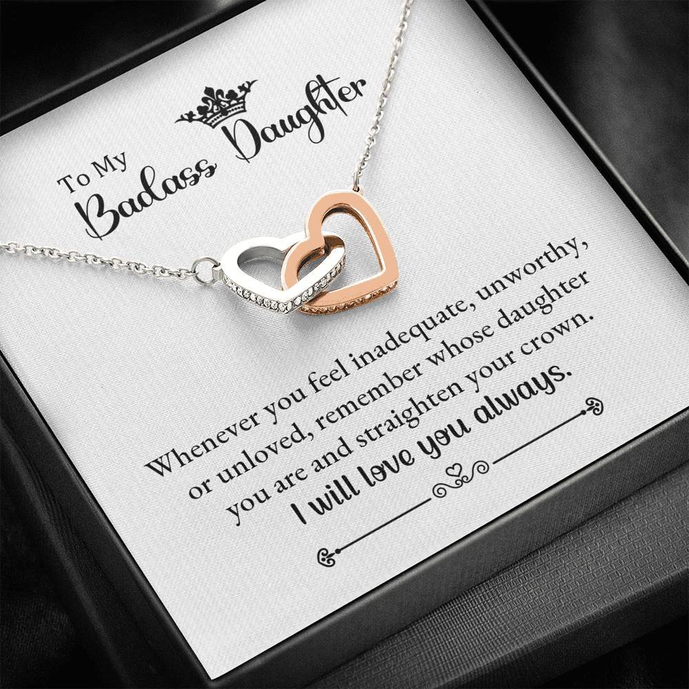 Badass Daughter, Interlocking Hearts Necklace