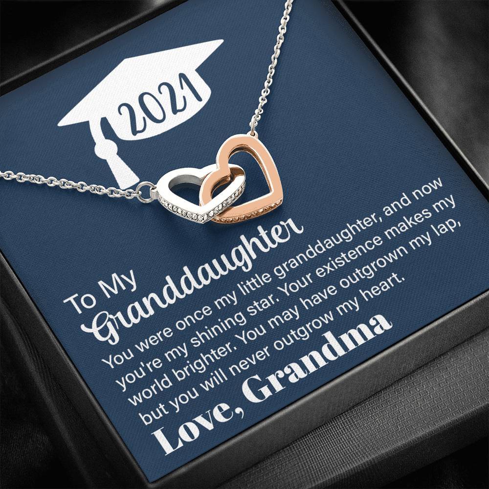 Graduation 2021, To Granddaughter, Interlocking Hearts Necklace