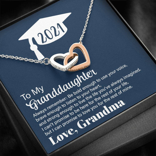 Graduation 2021, To Granddaughter, Interlocking Hearts Necklace, Always Remember