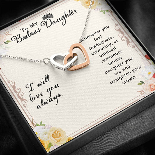 Badass Daughter, Interlocking Hearts Necklace