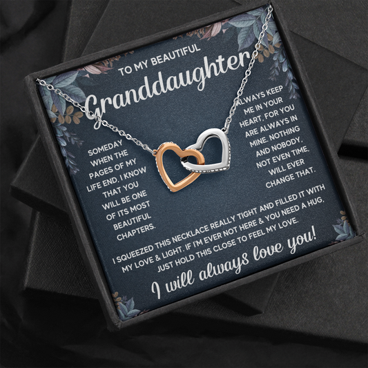 TO MY GRANDDAUGHTER SQUEEZED INTERLOCKING NECKLACE GIFT SET