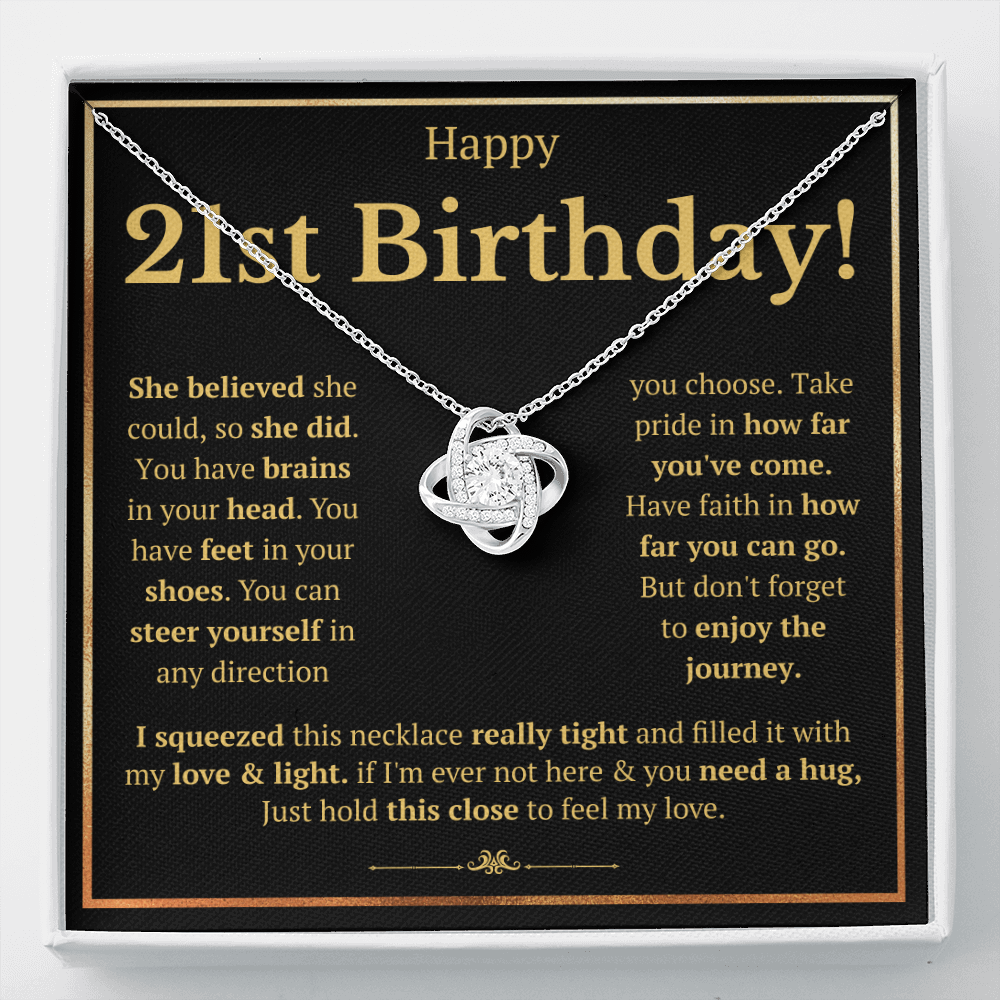 21ST BIRTHDAY SQUEEZED LOVE KNOT NECKLACE GIFT SET