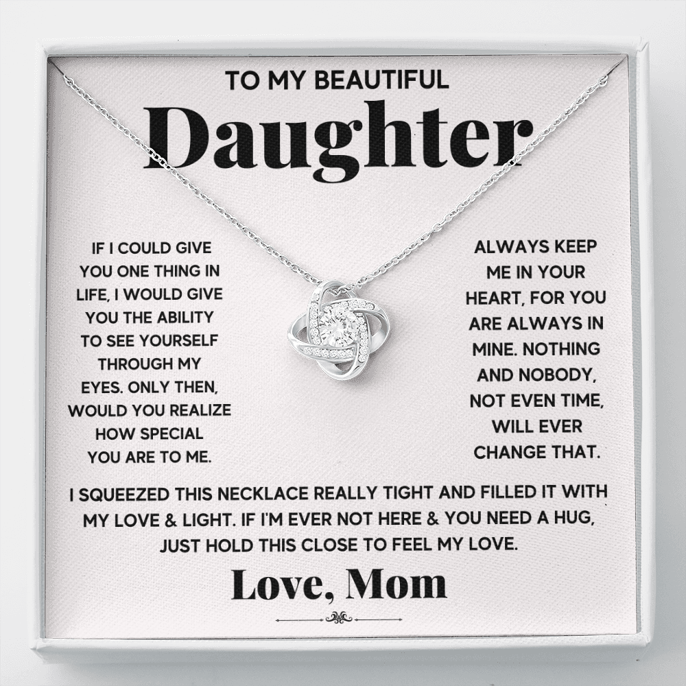 TO MY BEAUTIFUL DAUGHTER SQUEEZED LOVE KNOT NECKLACE GIFT SET