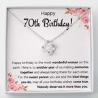 70TH BIRTHDAY MEMORIES LOVE KNOT NECKLACE GIFT SET