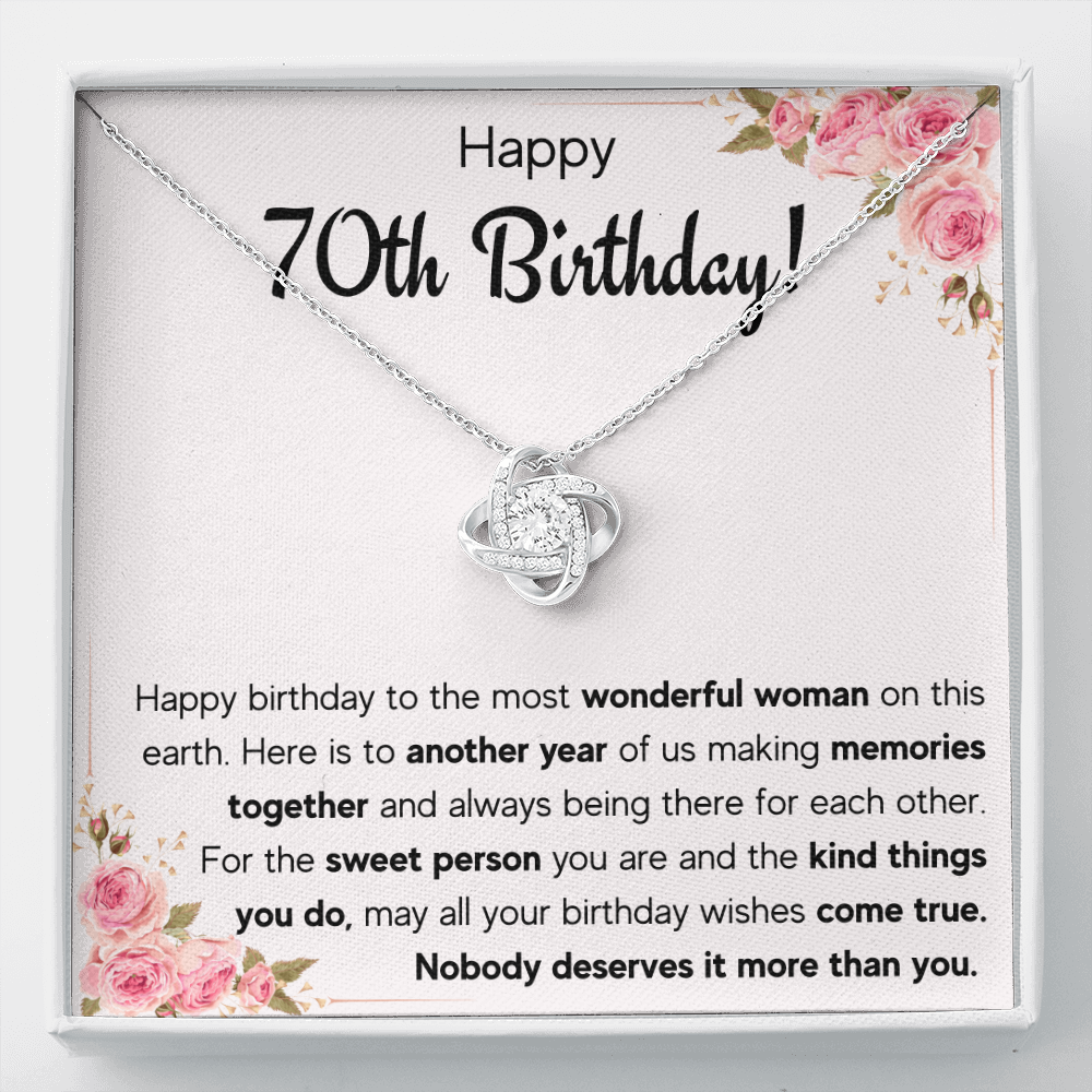 70TH BIRTHDAY MEMORIES LOVE KNOT NECKLACE GIFT SET