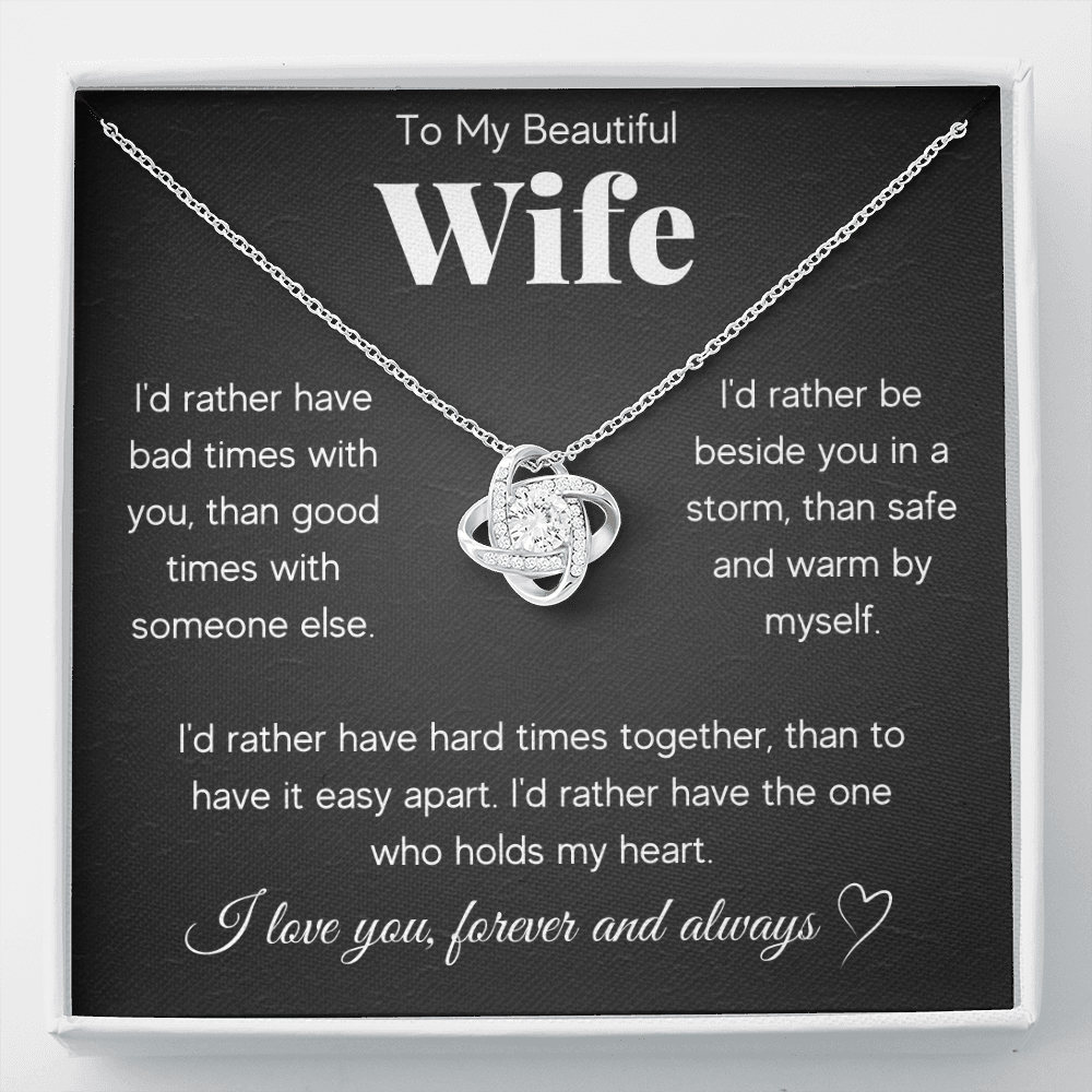 TO MY BEAUTIFUL WIFE RATHER LOVE KNOT NECKLACE GIFT SET