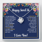SWEET 16 WRAPPED LOVE KNOT NECKLACE GIFT SET