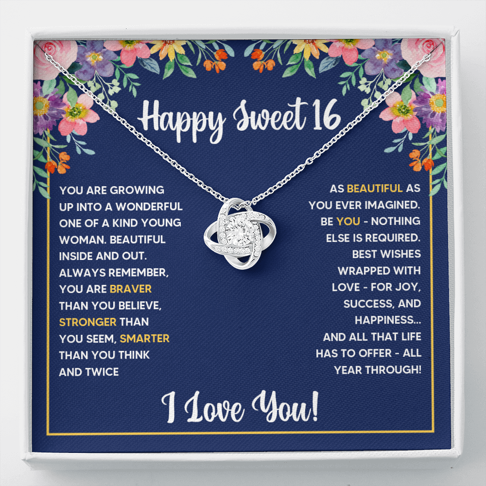 SWEET 16 WRAPPED LOVE KNOT NECKLACE GIFT SET