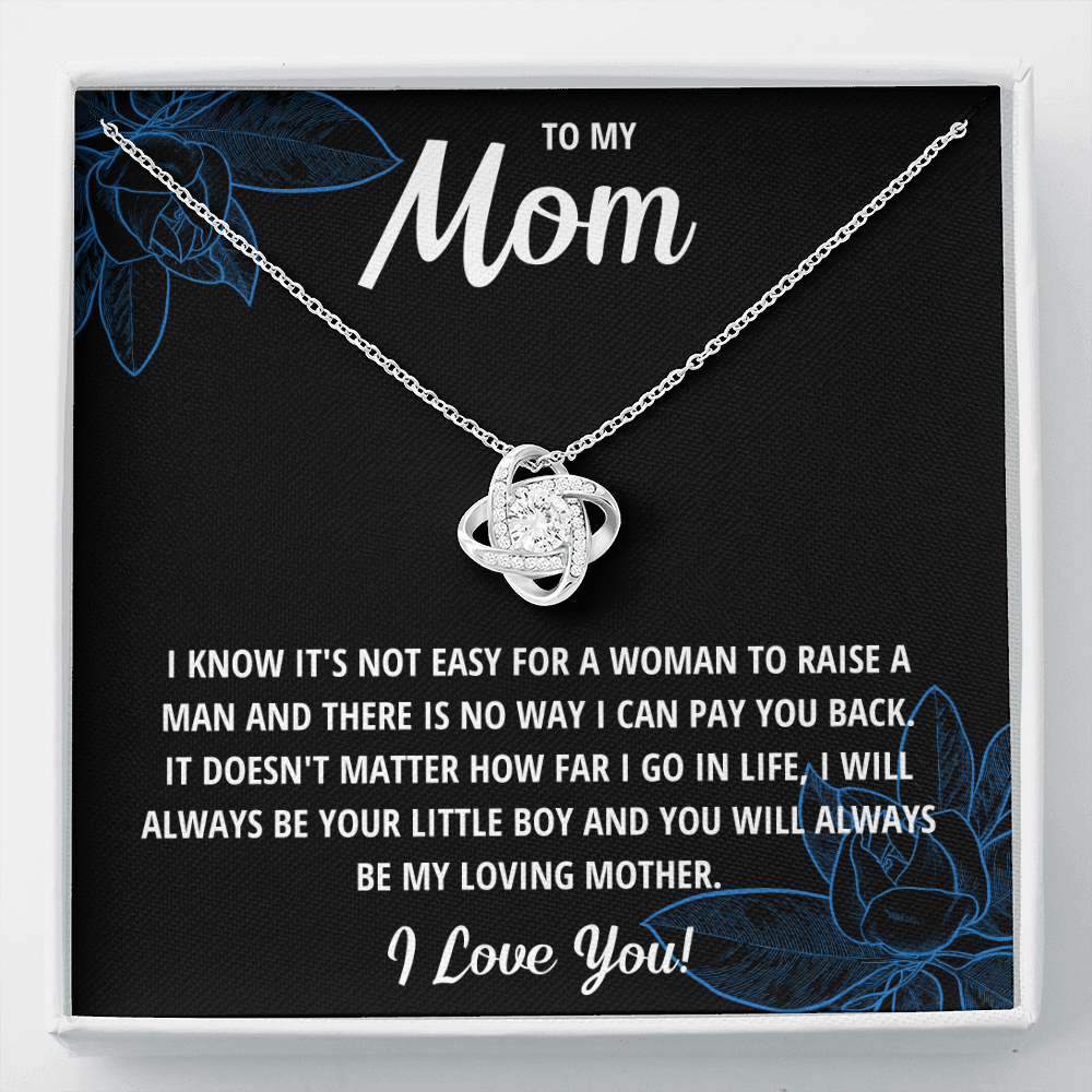 TO MY MOM LITTLE BOY BLACK LOVE KNOT NECKLACE GIFT SET