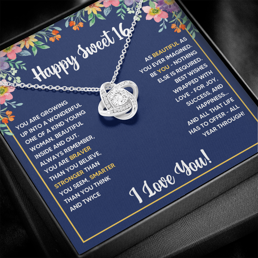 SWEET 16 WRAPPED LOVE KNOT NECKLACE GIFT SET