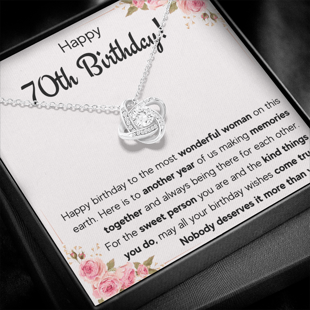 70TH BIRTHDAY MEMORIES LOVE KNOT NECKLACE GIFT SET