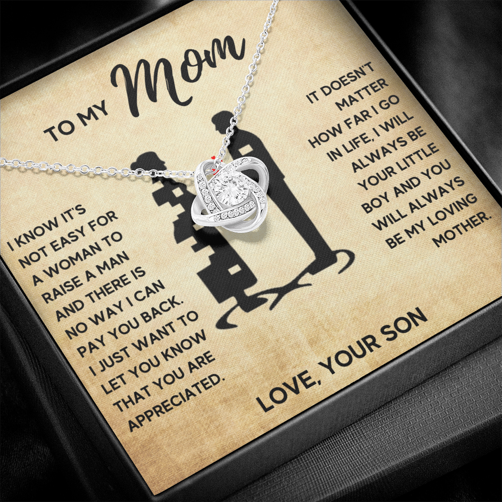 TO MY MOM LITTLE BOY LOVE KNOT NECKLACE GIFT SET