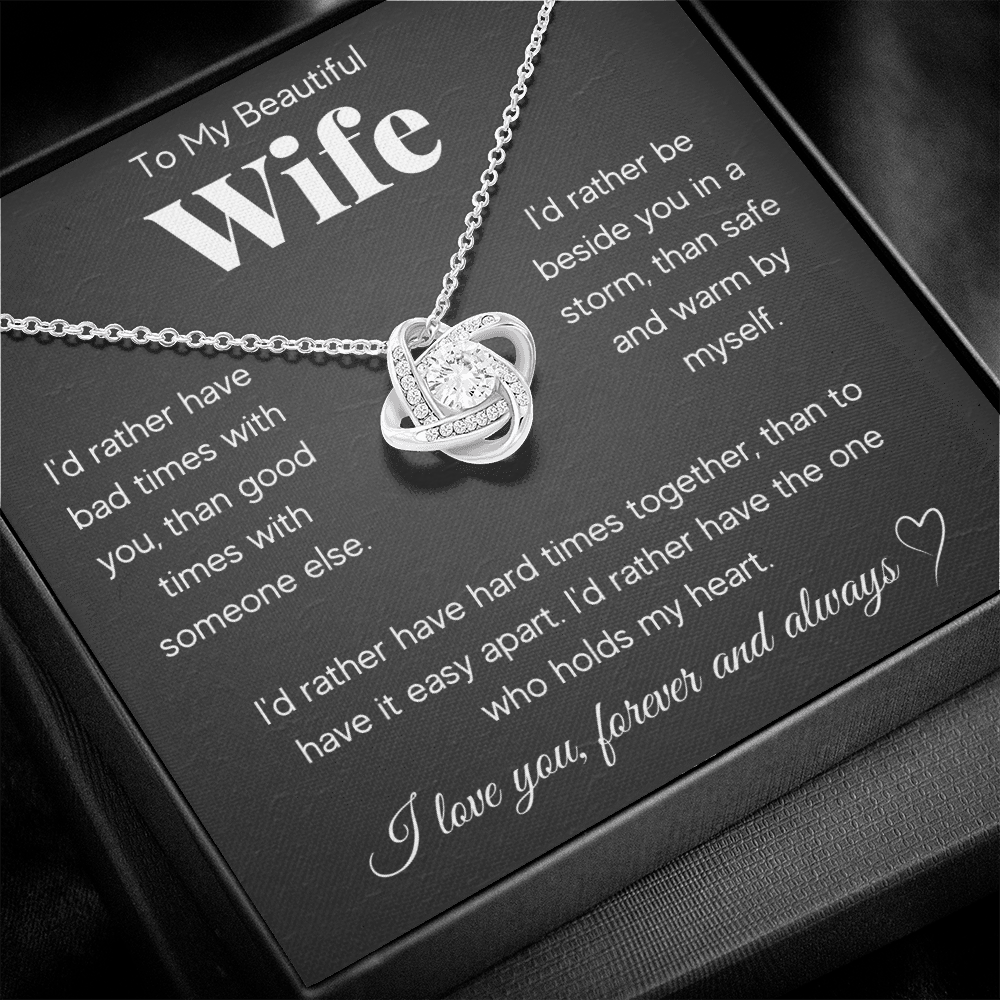 TO MY BEAUTIFUL WIFE RATHER LOVE KNOT NECKLACE GIFT SET