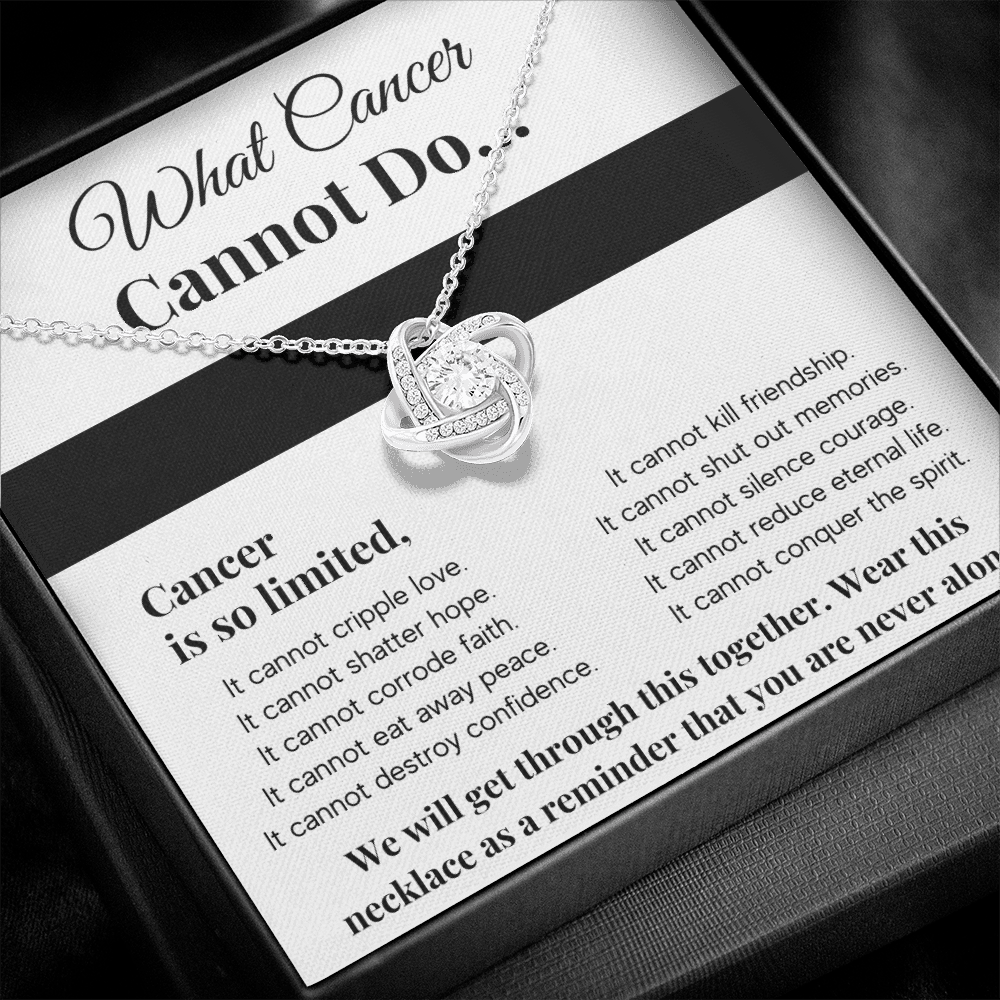 WHAT CANCER CANNOT DO LOVE KNOT NECKLACE GIFT SET