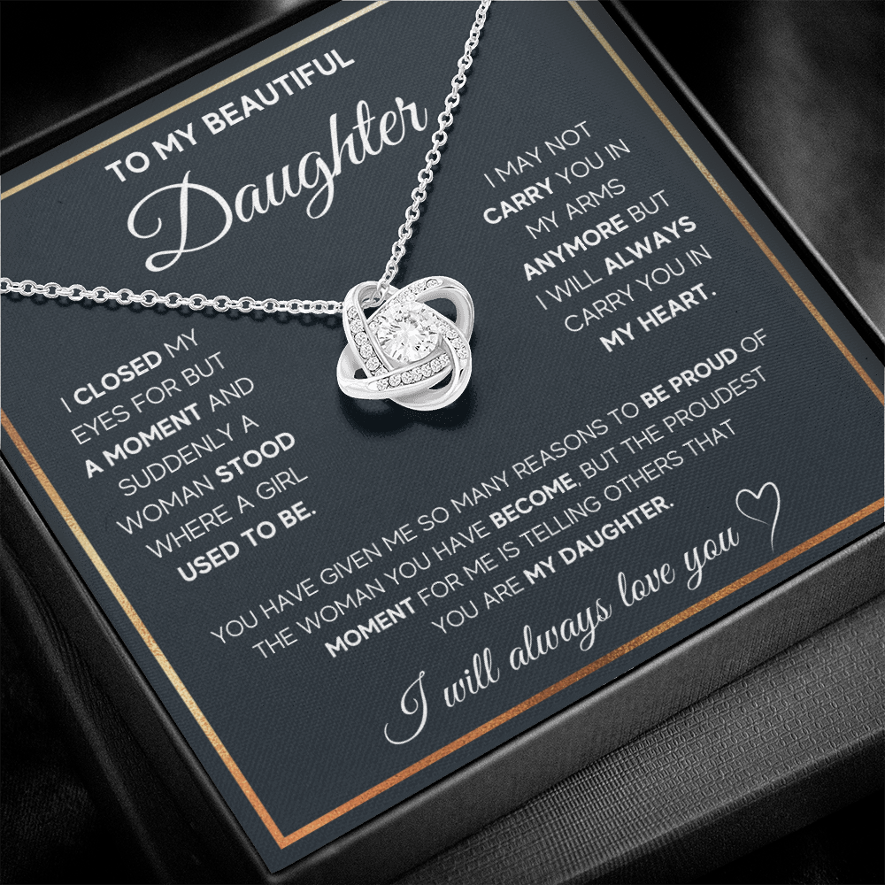 TO MY DAUGHTER PROUD LOVE KNOT NECKLACE GIFT SET