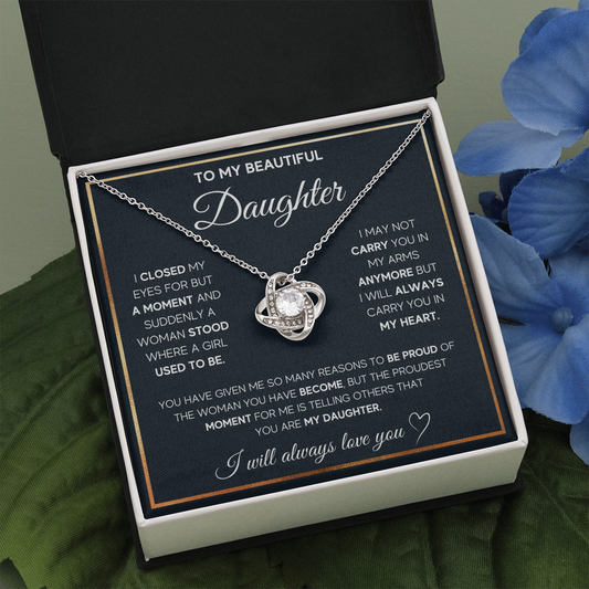 TO MY DAUGHTER PROUD LOVE KNOT NECKLACE GIFT SET