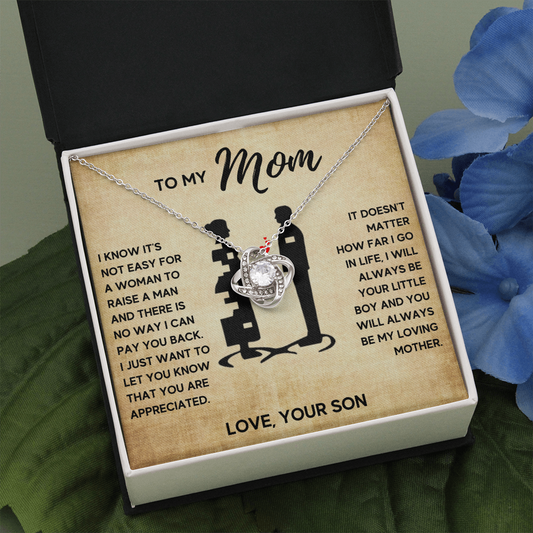 TO MY MOM LITTLE BOY LOVE KNOT NECKLACE GIFT SET