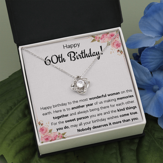 60TH BIRTHDAY MEMORIES LOVE KNOT NECKLACE GIFT SET