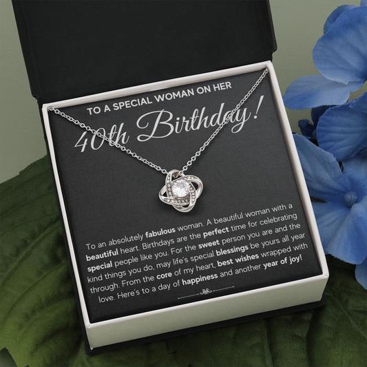 40TH BIRTHDAY FABULOUS LOVE KNOT NECKLACE GIFT SET