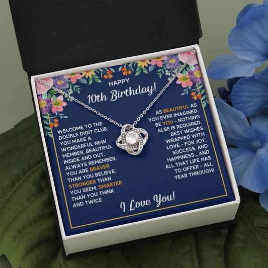 10TH BIRTHDAY LOVE KNOT NECKLACE GIFT SET