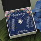 SWEET 16 WRAPPED LOVE KNOT NECKLACE GIFT SET