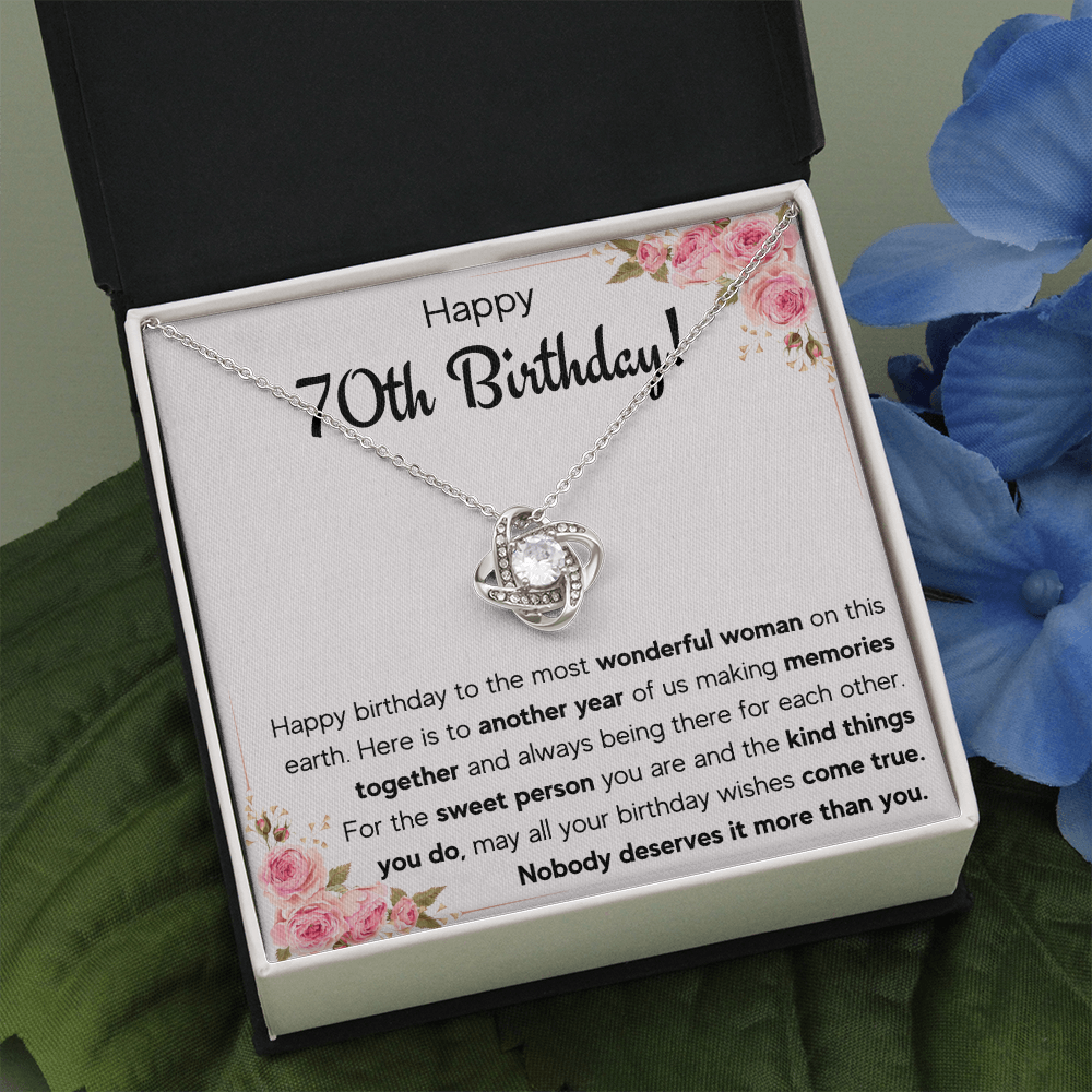 70TH BIRTHDAY MEMORIES LOVE KNOT NECKLACE GIFT SET