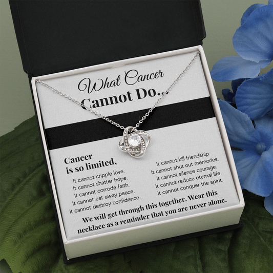 WHAT CANCER CANNOT DO LOVE KNOT NECKLACE GIFT SET
