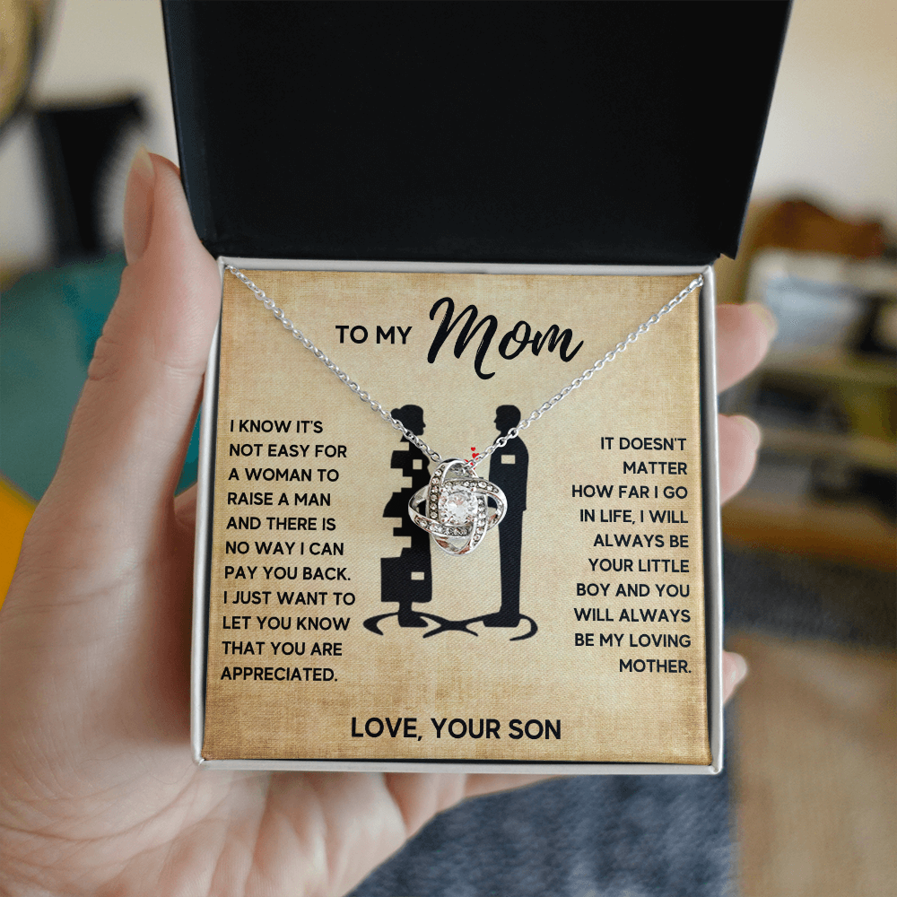 TO MY MOM LITTLE BOY LOVE KNOT NECKLACE GIFT SET