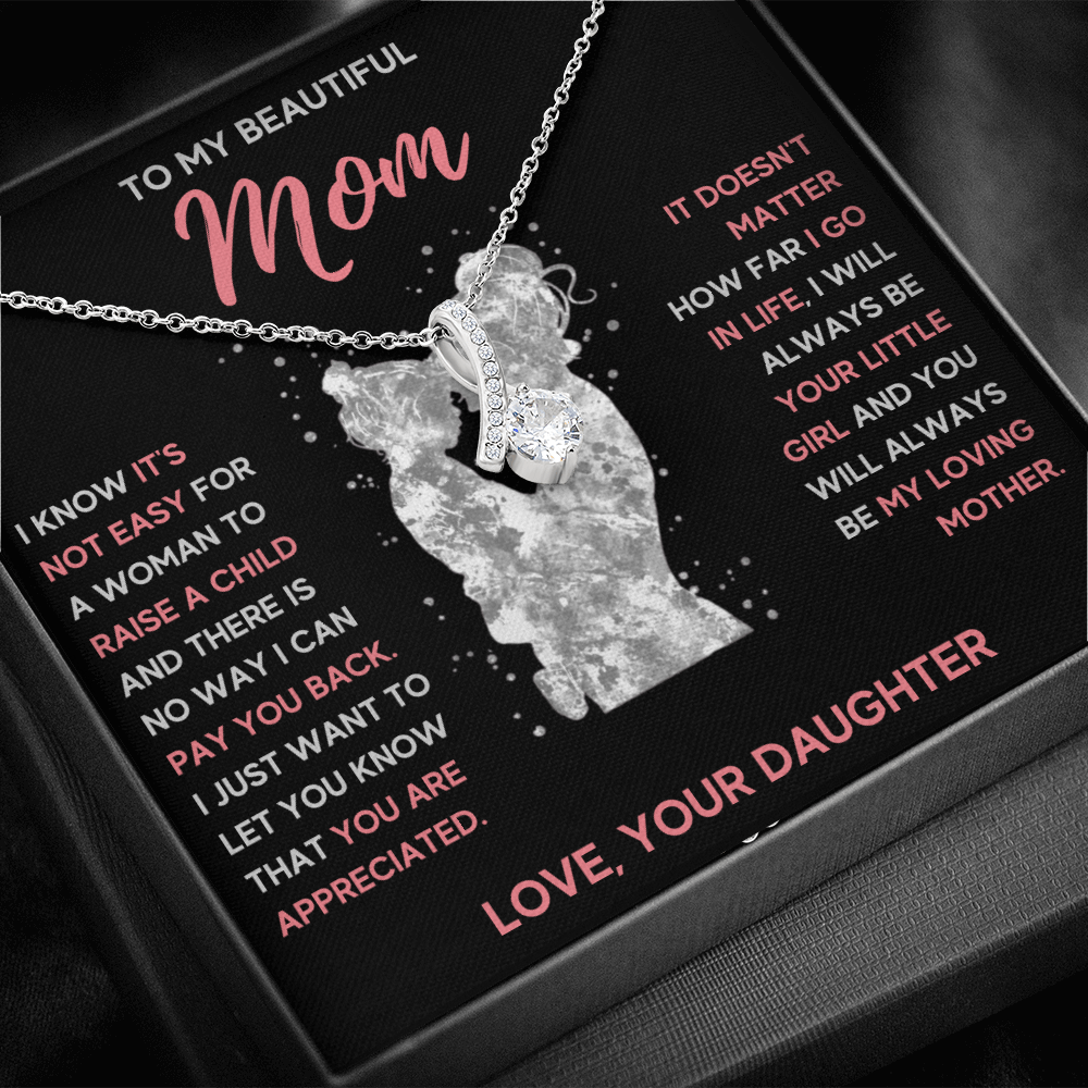 TO MY BEAUTIFUL MOM LITTLE GIRL ALLURING BEAUTY NECKLACE GIFT SET