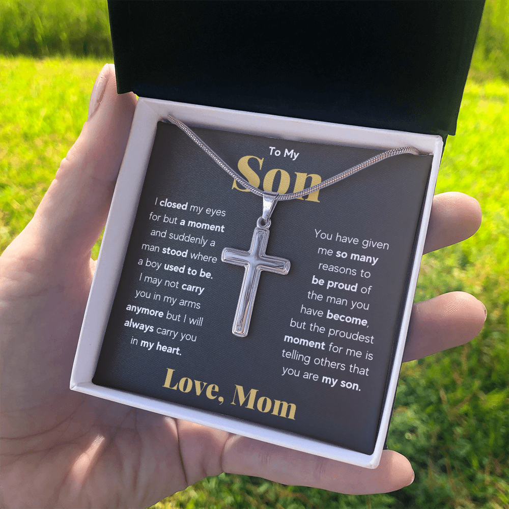 TO MY SON REASONS CROSS NECKLACE GIFT SET