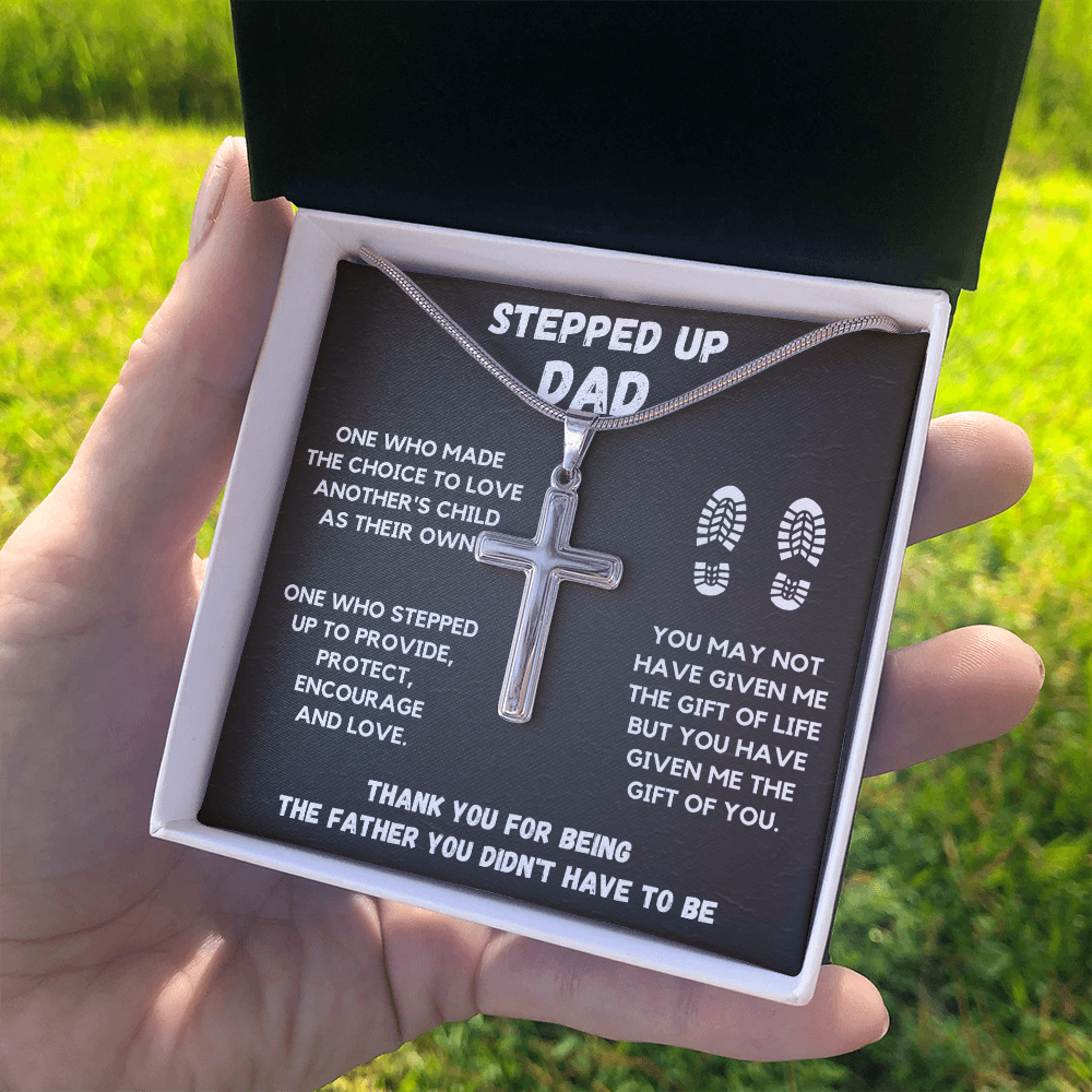 STEPPED UP DAD CROSS NECKLACE GIFT SET