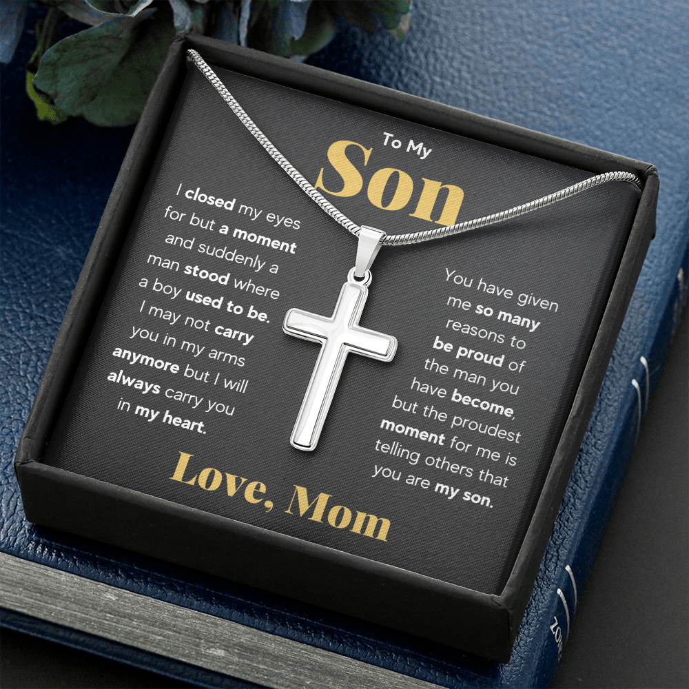 TO MY SON REASONS CROSS NECKLACE GIFT SET