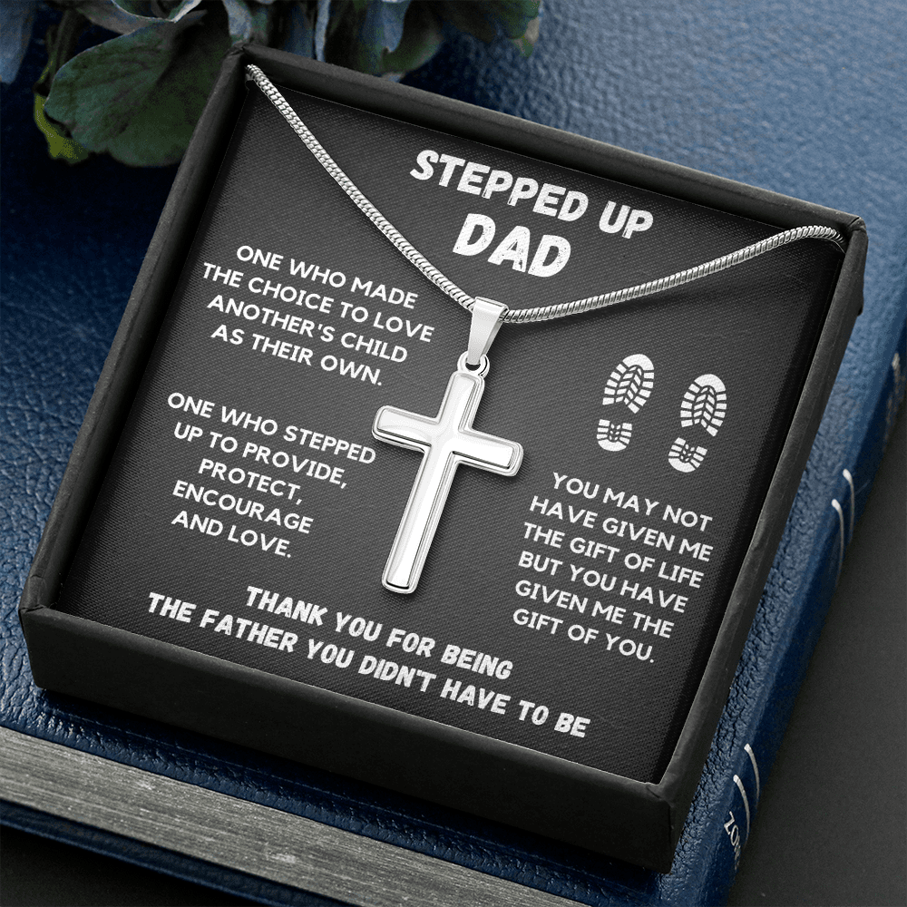 STEPPED UP DAD CROSS NECKLACE GIFT SET
