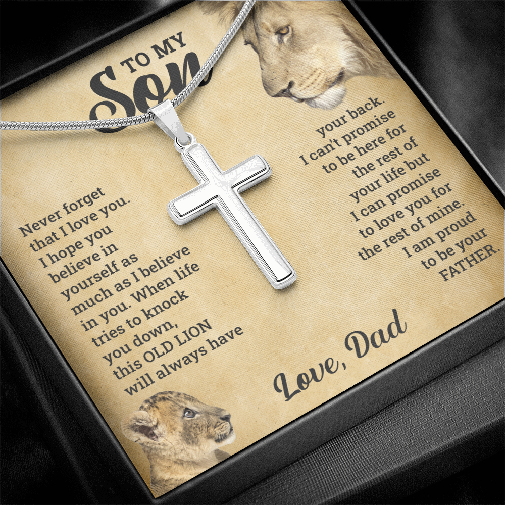 TO MY SON THIS OLD LION NECKLACE GIFT SET