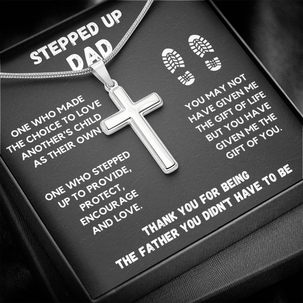 STEPPED UP DAD CROSS NECKLACE GIFT SET