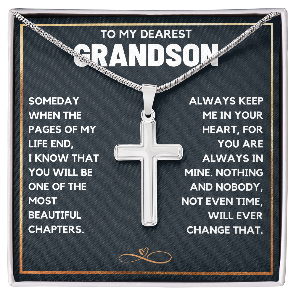 TO MY DEAREST GRANDSON CHAPTERS CROSS NECKLACE GIFT SET