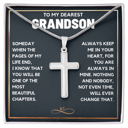 TO MY DEAREST GRANDSON CHAPTERS CROSS NECKLACE GIFT SET
