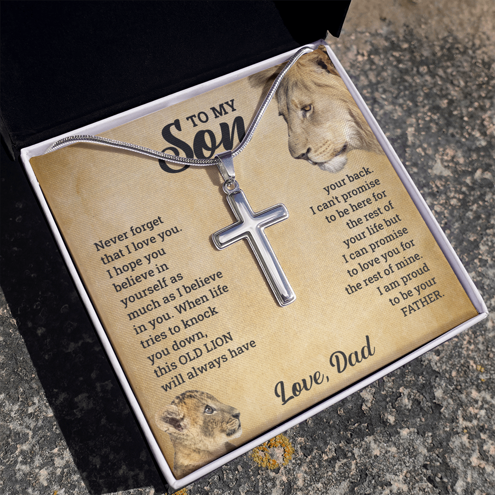 TO MY SON THIS OLD LION NECKLACE GIFT SET