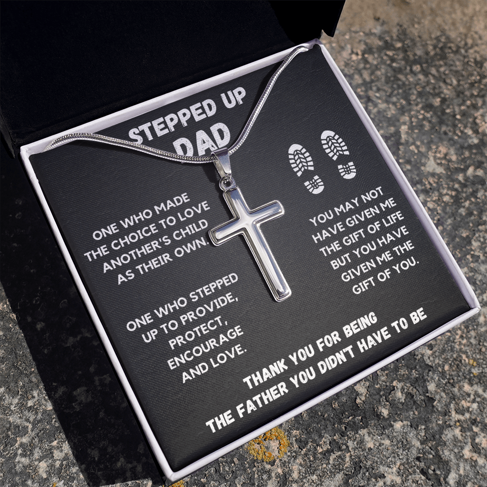STEPPED UP DAD CROSS NECKLACE GIFT SET