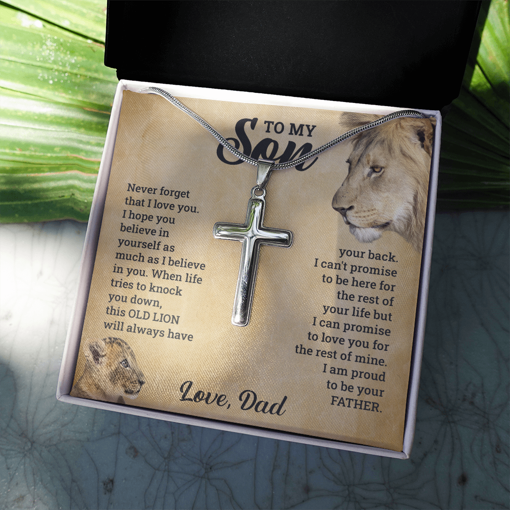 TO MY SON THIS OLD LION NECKLACE GIFT SET