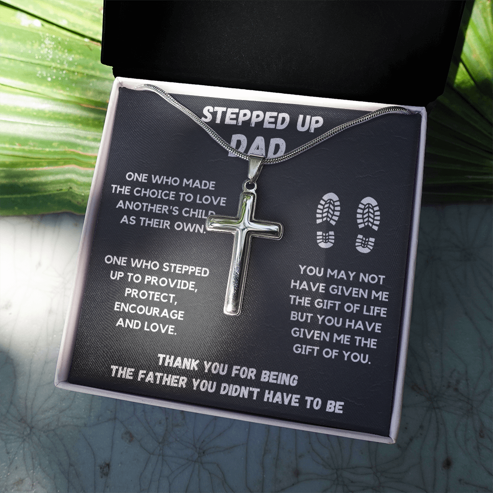 STEPPED UP DAD CROSS NECKLACE GIFT SET