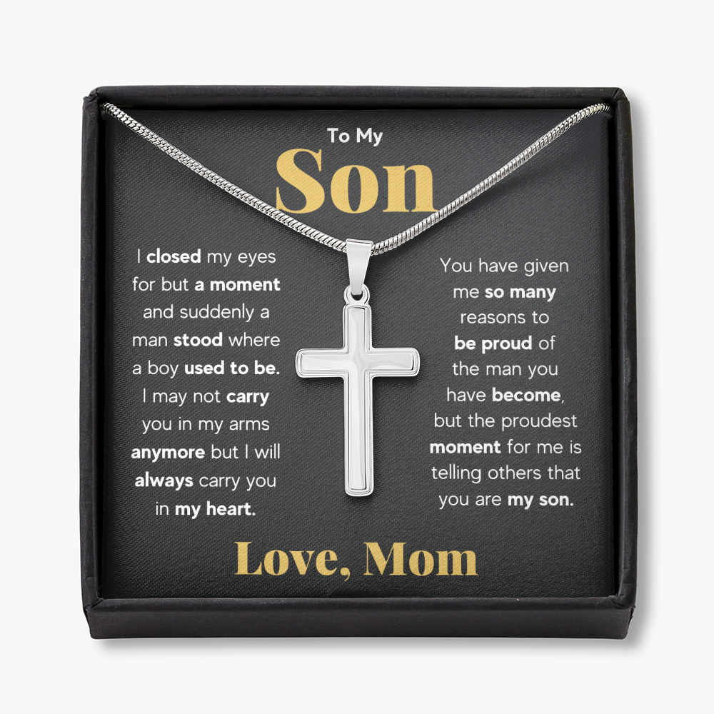 TO MY SON REASONS CROSS NECKLACE GIFT SET