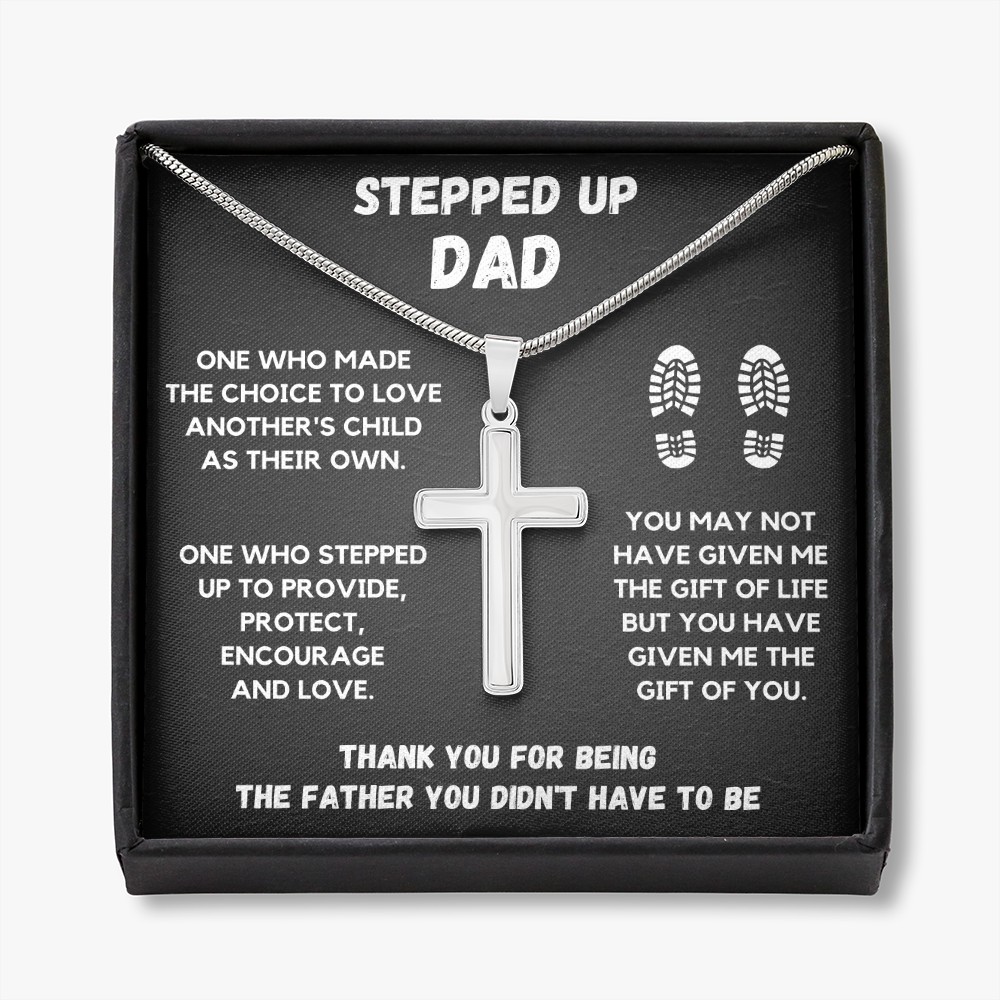 STEPPED UP DAD CROSS NECKLACE GIFT SET