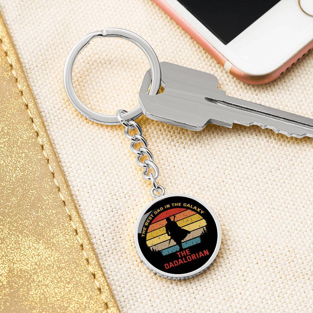 The Dadalorian, High Quality Circle Pendant Keychain, Engravable, Gift for Dad